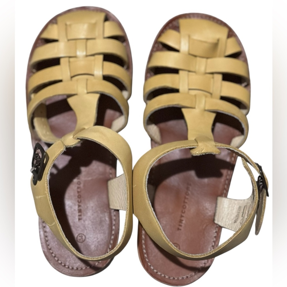 Tiny Cottons Yellow Leather Kids Sandals - Picture 8 of 14